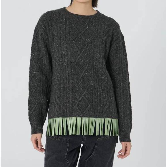 NEW LINGUA FRANCA bianca crew sweater in charcoal